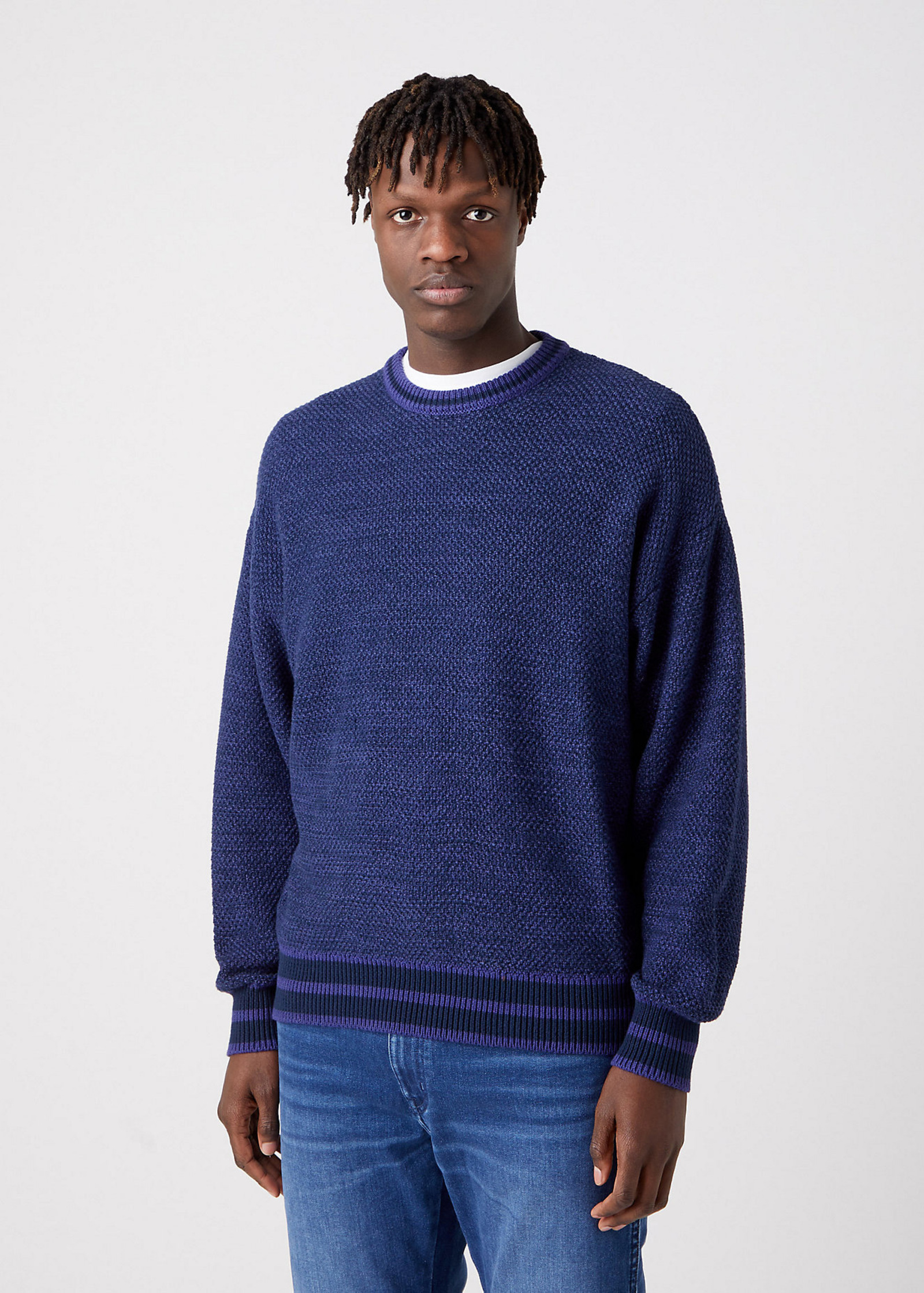 Meski Sweter Wrangler Varsity Knit Blue Ribbon - W8C7PEB51