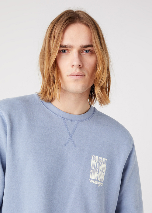 Wrangler Graphic Crew - Stone Wash Blue W6D8HAX4Q 112321185