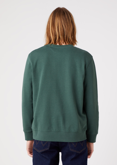 Meska Bluza Wrangler Slogan Crew Sycamore Green - W667ILG49