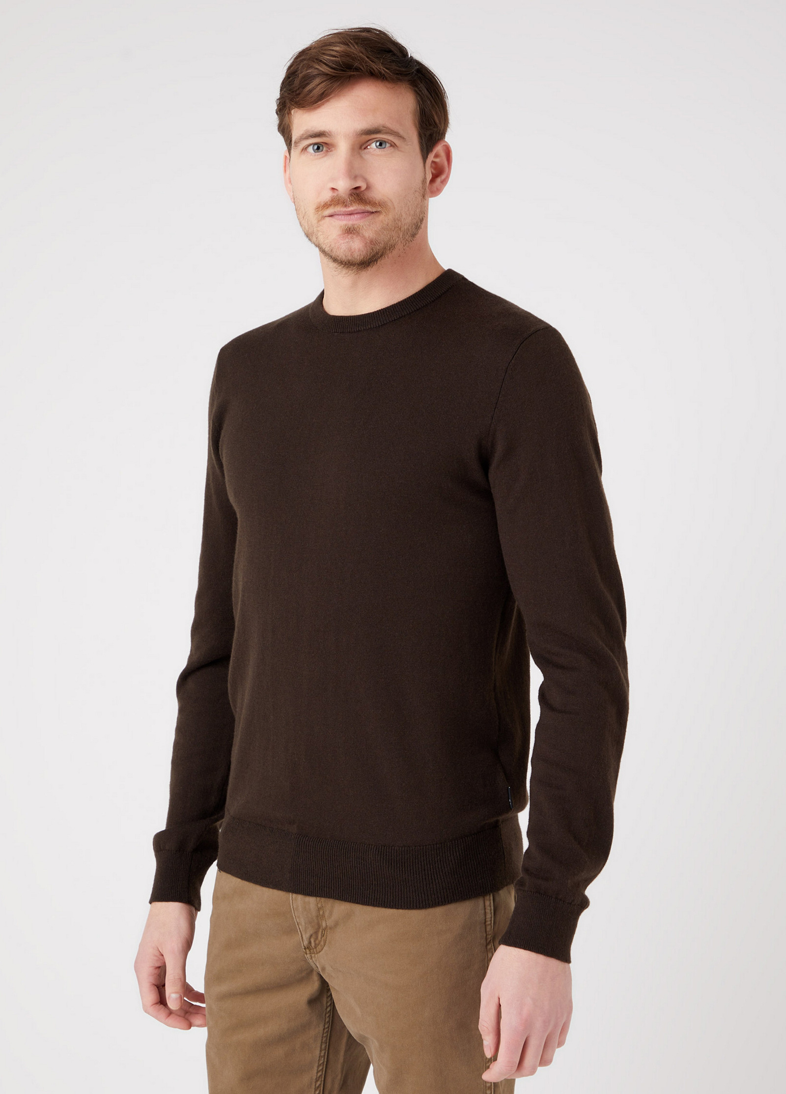 Meski Sweter Wrangler Crewneck Knit Delicioso Brown - W8A02PH38