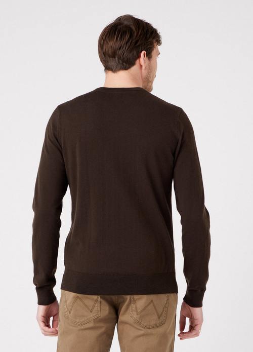 Meski Sweter Wrangler Crewneck Knit Delicioso Brown - W8A02PH38