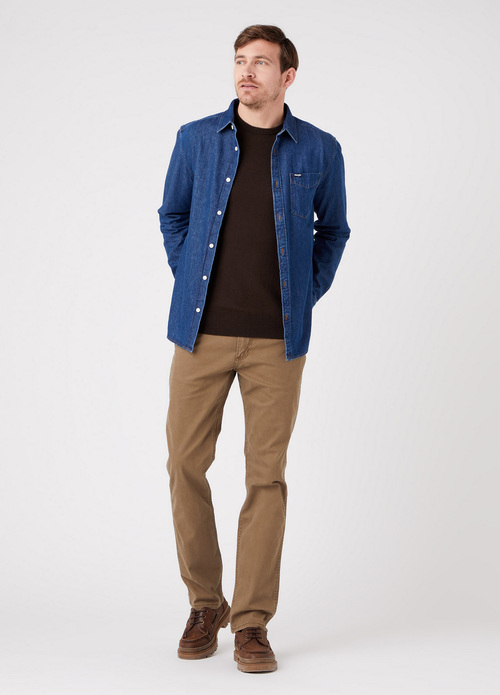 Meski Sweter Wrangler Crewneck Knit Delicioso Brown - W8A02PH38