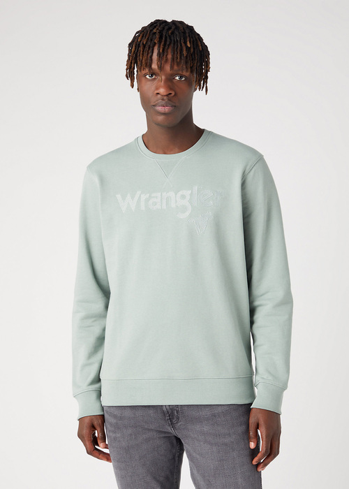 Wrangler Logo Crew Sweat - Green Milieu W6MSIQG63 112341212