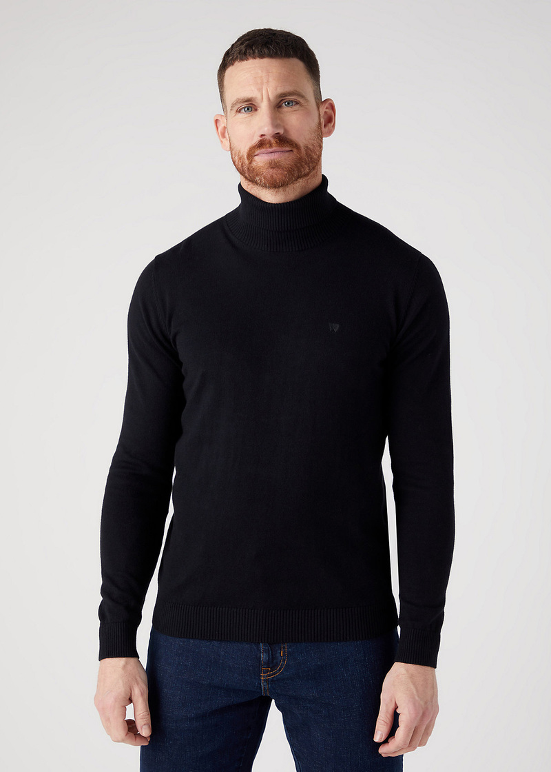 Meski Sweter Wrangler Roll Neck Knit Black - W8D42P100