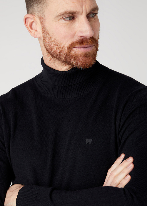 Meski Sweter Wrangler Roll Neck Knit Black - W8D42P100