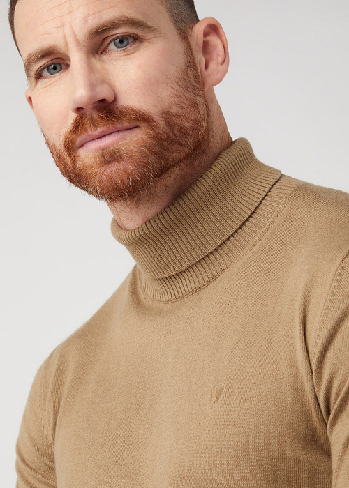 Meski Sweter Wrangler Roll Neck Knit Lead Grey - W8D42PM24