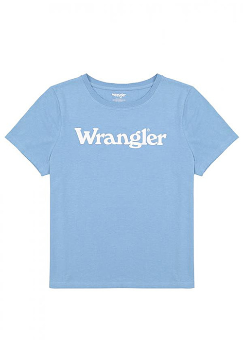 Damski T Shirt Wrangler Regular Tee Della Robia Blue - W7N4GHB40