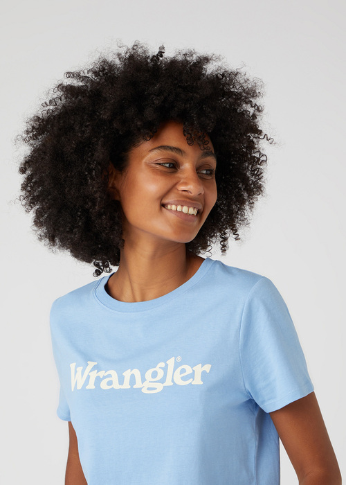 Damski T Shirt Wrangler Regular Tee Della Robia Blue - W7N4GHB40