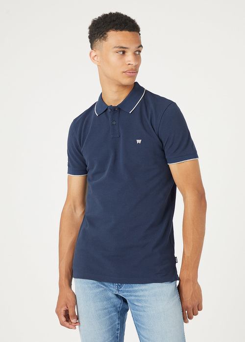 Wrangler Pique Polo T Shirt Navy - W7BHK4114