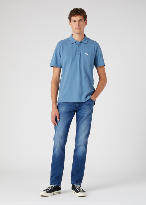 Wrangler Polo Shirt Captains Blue - W7BJK484Z