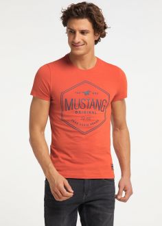 T-Shirt Męski Mustang® Aaron C Print - Burnt Ochre (1009967-7105)