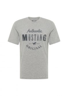 T-Shirt Męski Mustang Jeans® Style Alex C Print - Grey Mele (1012988-4140)