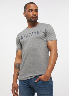 T-Shirt Męski Mustang® Alina C Logo Tee - Light Grey Melange (1013221-4140)