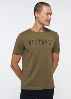 T-Shirt Męski Mustang® Alex C Logo Tee - Burnt Olive (1013221-6358)