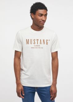 T-Shirt Męski Mustang Jeans® Style Alex C Print - Cloud Dancer (1014081-2020)