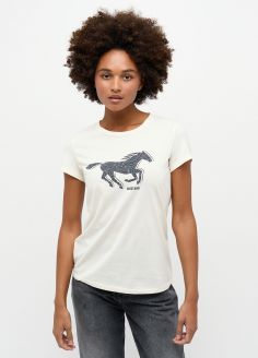 T-Shirt Damski Mustang Jeans® Alexia C Print - Whisper White (1014230-2013)
