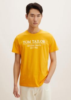 T-Shirt Męski Tom Tailor® T-shirt with eyelet embroidery - Warm Yellow (1021229-24135)