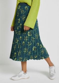 Damskie Spódnice Tom Tailor® Skirt Plissé Aop - Deep Green Leaves Design (1024418-24722)