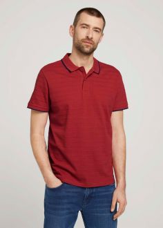 T-Shirt Męski Tom Tailor® Structure Striped Polo - Chili Oil Red (1026068-26006)