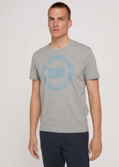 T-Shirt Męski Tom Tailor® Printed T-shirt - Middle Grey Melange (1027412-11087)