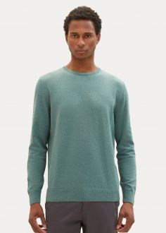Męski Sweter Tom Tailor® Mottled Knitted Sweater - Green Dust Melange (1027661-32619)