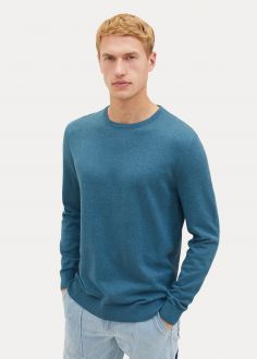 Męski Sweter Tom Tailor® Mottled Knitted Sweater - Dark Green Melange (1027661-32721)