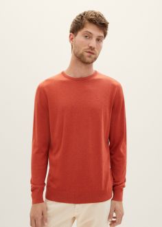 Męski Sweter Tom Tailor® Mottled Knitted Sweater - Warm Red Melange (1027661-32720)