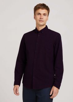 Męska Koszula Tom Tailor® Regular Vichy Melange Shirt - Burgundy Navy Mel Vichy Check (1028696-28459)