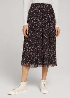 Damskie Spódnice Tom Tailor® Skirt Printed Mesh - Black Small Dot Design (1028859-28383)