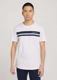 T-Shirt Męski Denim Tom Tailor® T-shirt With A Logo Print - White (1029965-20000)