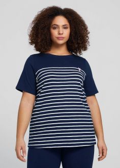 T-Shirt Damski Tom Tailor® Plus Organic Cotton‎ Stripe T-Shirt - Sky Captain Blue (1030380-10668)