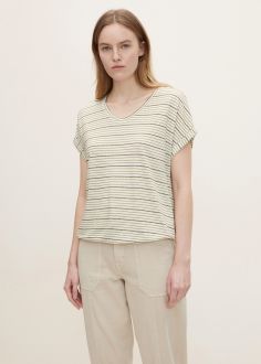T-Shirt Damski Tom Tailor® Striped t-shirt - Offwhite Olive Stripe (1030421-29292)