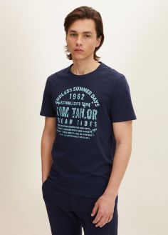 T-Shirt Męski T-shirt with a letter print - Sky Captain Blue (1031567-10668)