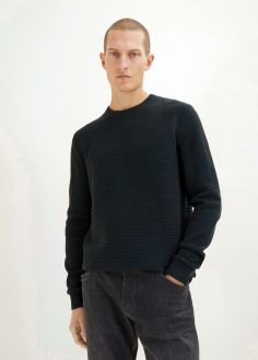 Męski Sweter Tom Tailor® Knit - Dark Garble Green Melange (1032302-13159)