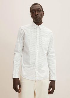 Męska Koszula Tom Tailor® Shirt With An All-over Print - Off White Geometric Design (1032341-30153)