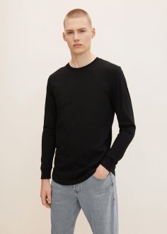 T-Shirt Męski Denim Tom Tailor® Basic Long-sleeved Shirt - Black (1033022-29999)