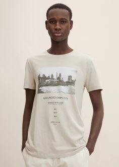 T-Shirt Męski Tom Tailor® T-shirt With Print - Light Dove Grey (1033026-11754)
