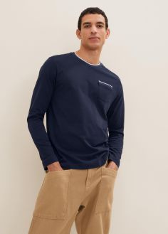 T-Shirt Męski Tom Tailor® Long Sleeve One Pocket Sweatshirt - Sky Captain (1034400-10668)