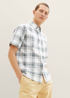 Męska Koszula Tom Tailor® 1/2 Shirt - Off White Bluish Green Check (1034902-31239)