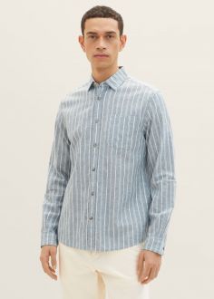 Męska Koszula Tom Tailor® Patterned Shirt - Bluish Green Off White Stripe (1034905-31247)