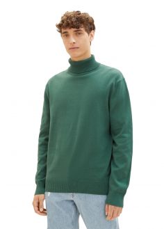 Męski Sweter Denim Tom Tailor® Turtleneck Knit - Hunter Green (1038675-10778)