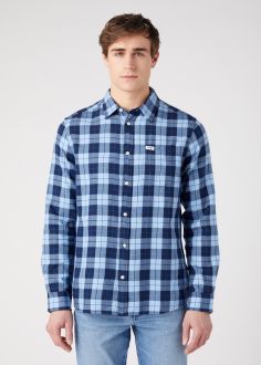 Męska Koszula Wrangler® One Pocket Shirt - Cerulean Blue Check (W5A25UXVT)