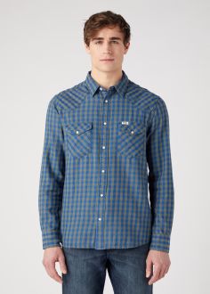 Męska Koszula Wrangler® Western Shirt - Mid Indigo (W5566ZX8E)