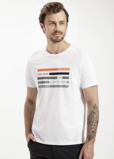 T-Shirt Męski Cross Jeans® T-shirt C-Neck Print - White (008) (15870-008)