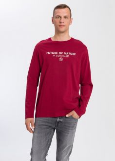 T-Shirt Męski Cross Jeans® Long Sleeve Sweatshirt - Bordeaux (407) (15883-407)