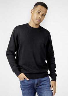 Męski Sweter Cross Jeans® Knitwear C-Neck - Black (020) (34228-020)