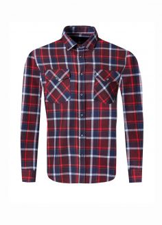 Męska Koszula Cross Jeans® Shirt - Bordeaux Check (407) (35552-407)