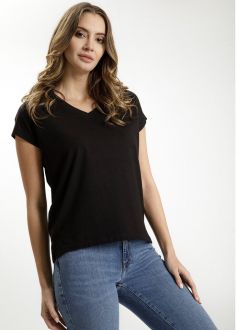 T-Shirt Damski Cross Jeans® Basic Tee - Black (020) (55967-020)