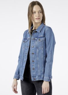 Kurtka Damska Cross Jeans® Denim Jacket - Light Mid Blue (006) (B 611-006)