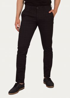 Męskie Spodnie Cross Jeans® Chino E 120 - Heckered Black (016) (E-120-016)